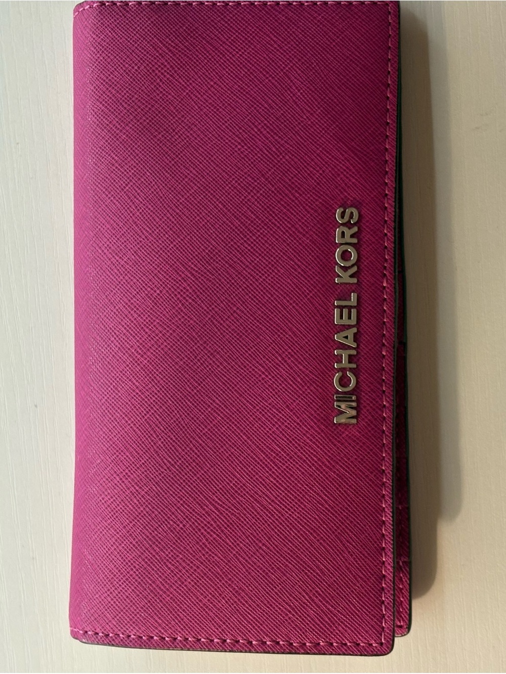 Michael Kors Fuchsia Saffiano Leather Card Holder Wallet